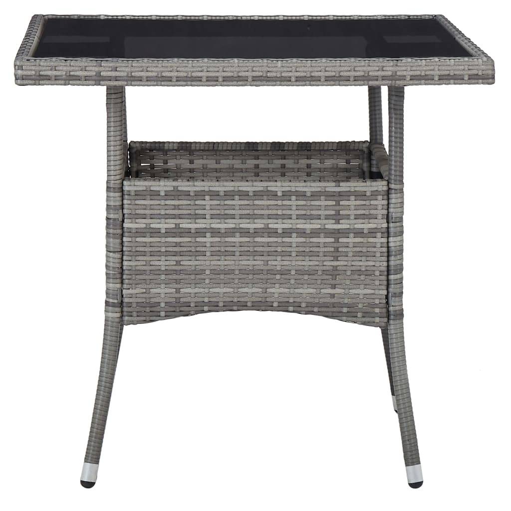 Table à dîner d'extérieur Résine tressée et Verre Gris 80 x 80 x 75 cm - PANGIVO - Image 2