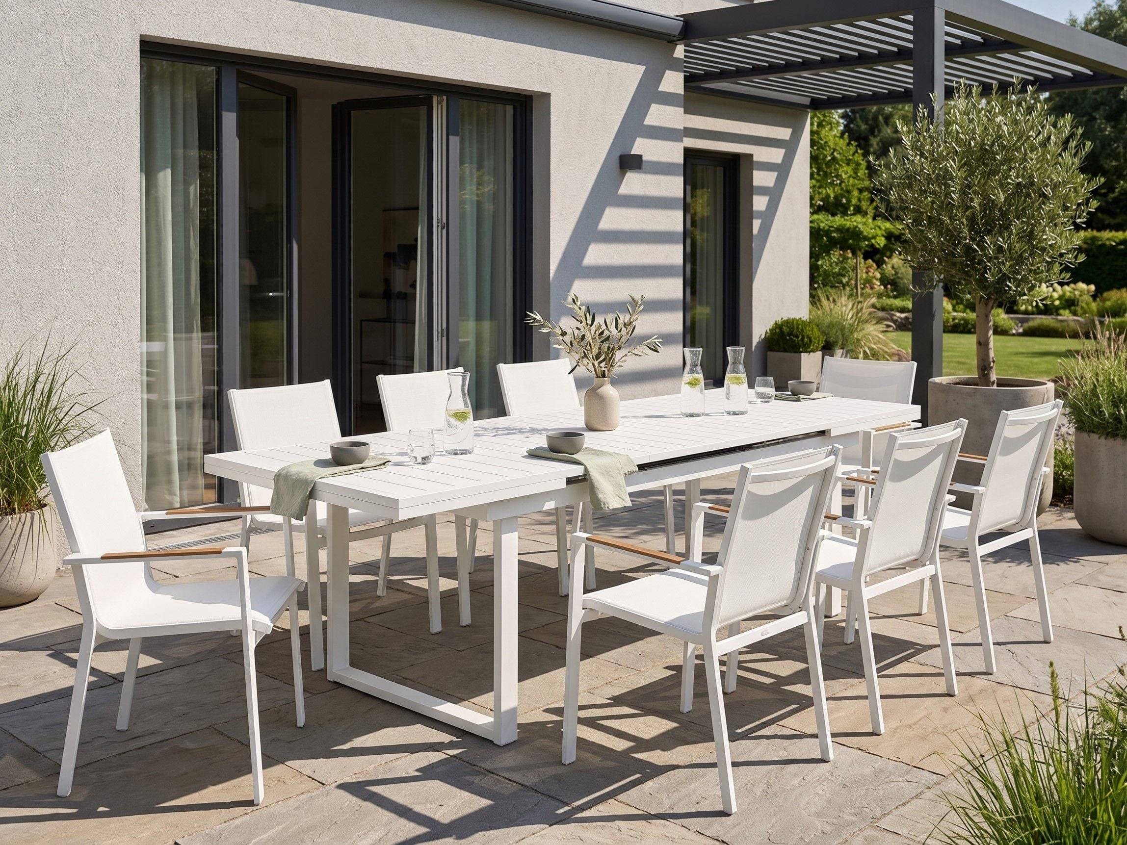Beliani - Set de salle à manger, 8 Personnes Aluminium Blanc VALCANETTO/BUSSETO - Beliani - Imagen 1