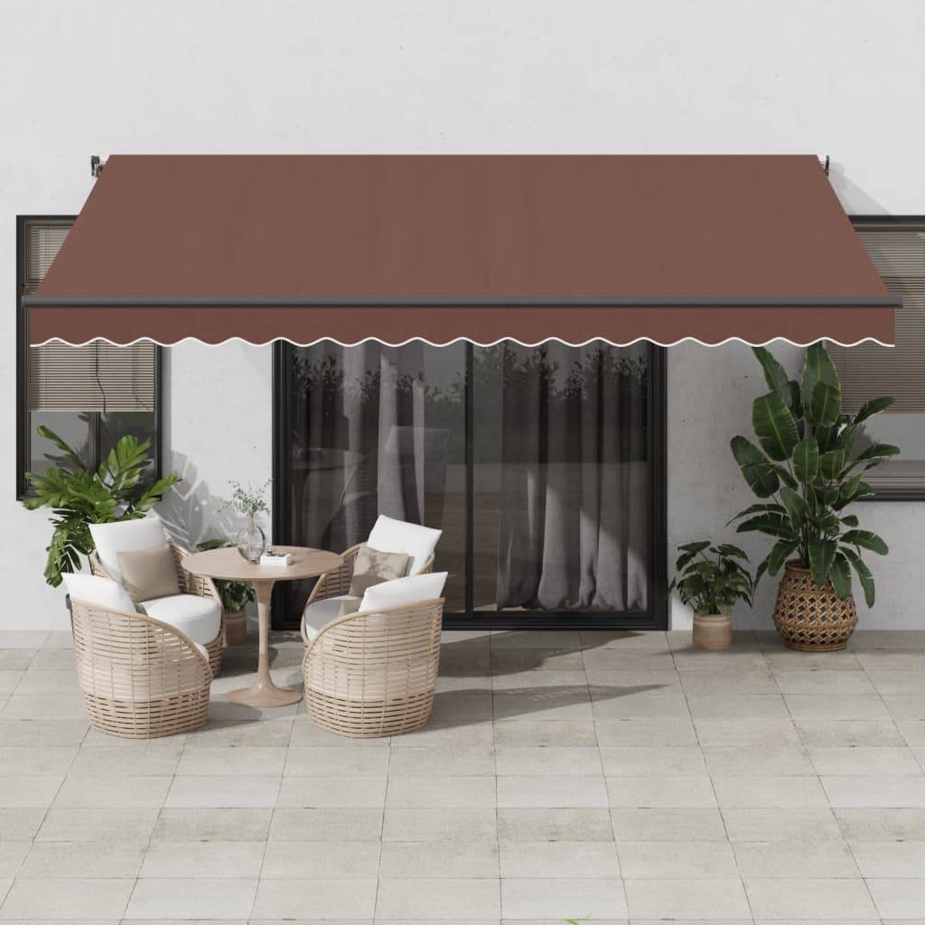 Store Banne Manuel Aluminium pour Terrasse Cadre Anthracite 450x350cm Marron - ComfortXL Outdoor Living - Image 1