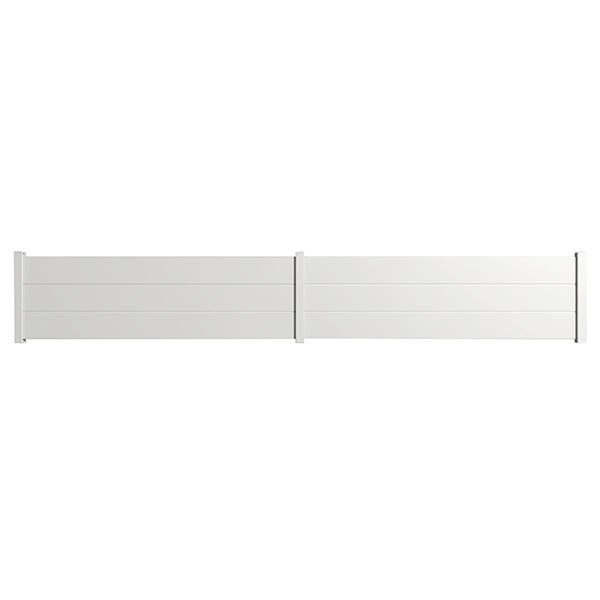 Portail Packit - Clôture alu 3 lames modèle plein en kit - 2 éléments dim. L4154 mm (poteaux compris) x H660 mm  Blanc RAL 9010
