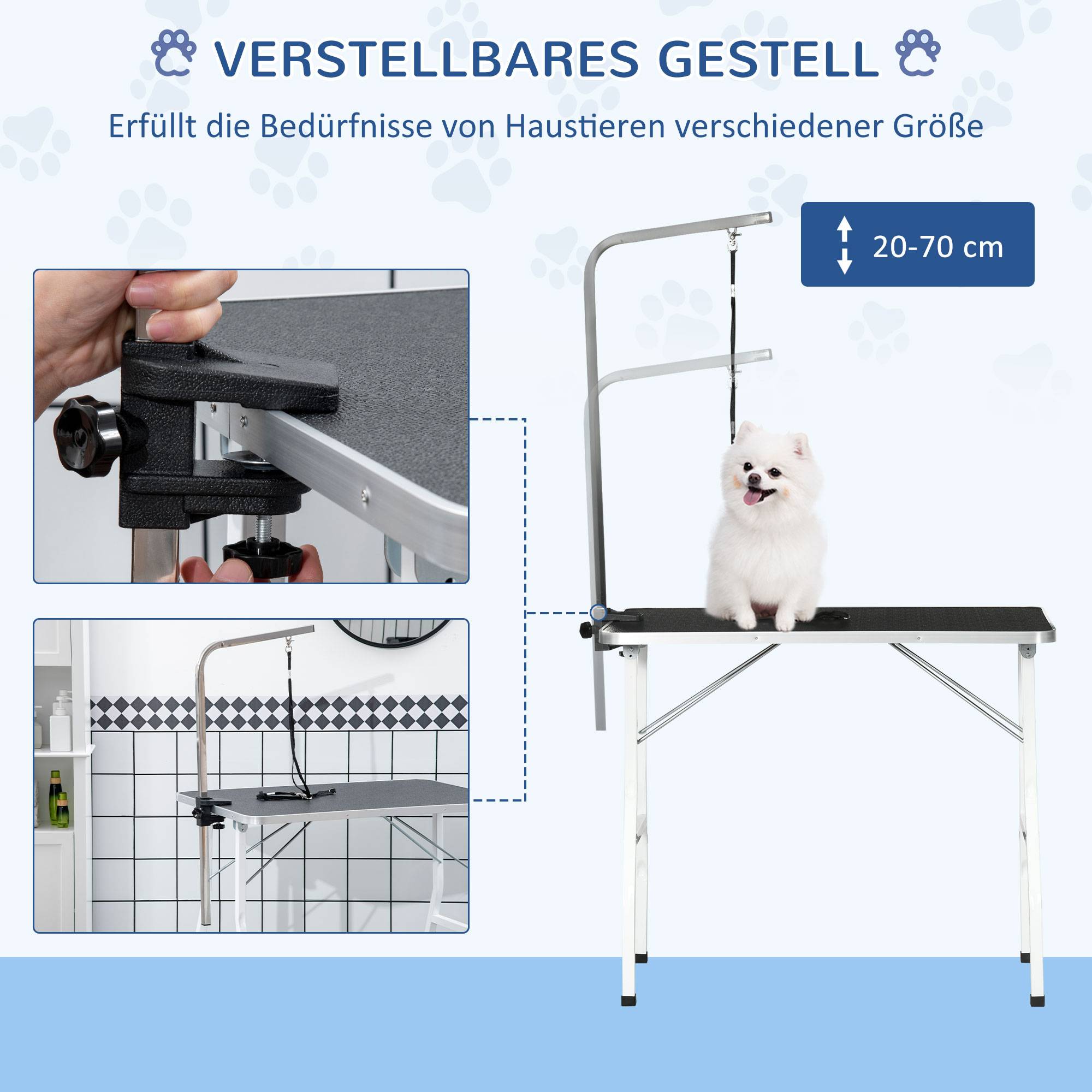 Table de toilettage pour chien intérieur 91.5 x 61.5 x 76 cm caoutchouc et aluminium noir - PANGIVO - Image 4