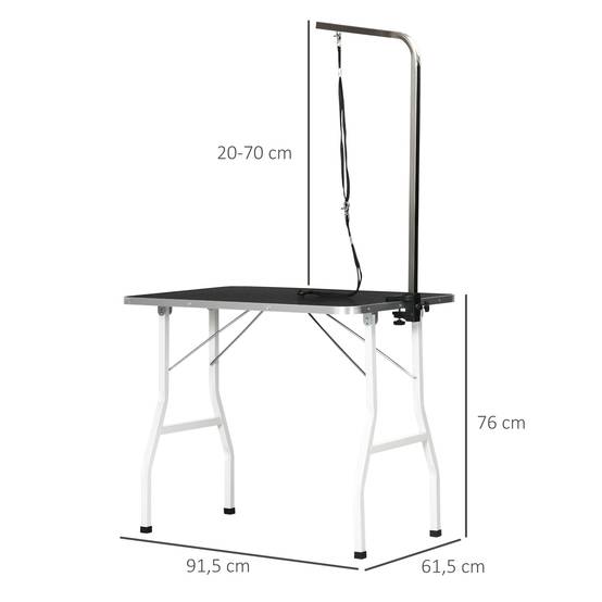 Table de toilettage pour chien intérieur 91.5 x 61.5 x 76 cm caoutchouc et aluminium noir - PANGIVO - Image 3