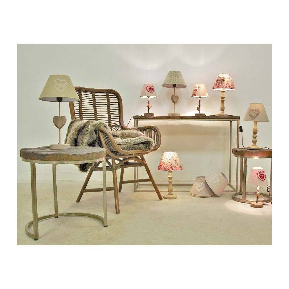 Aubry Gaspard - Lampe à poser en bois et coton rouge (Lot de 2) - Imagen 3