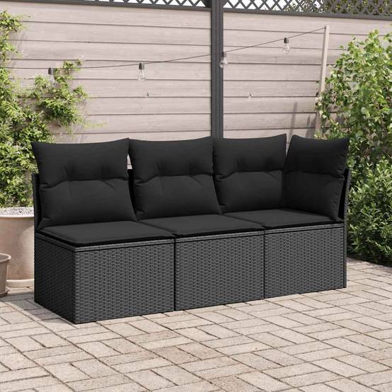 Canapé Extérieur 3 Places Poly Rotin avec Espaces de Rangement et Sacs Étanches – Noir – ComfortXL Outdoor Living - Image 3