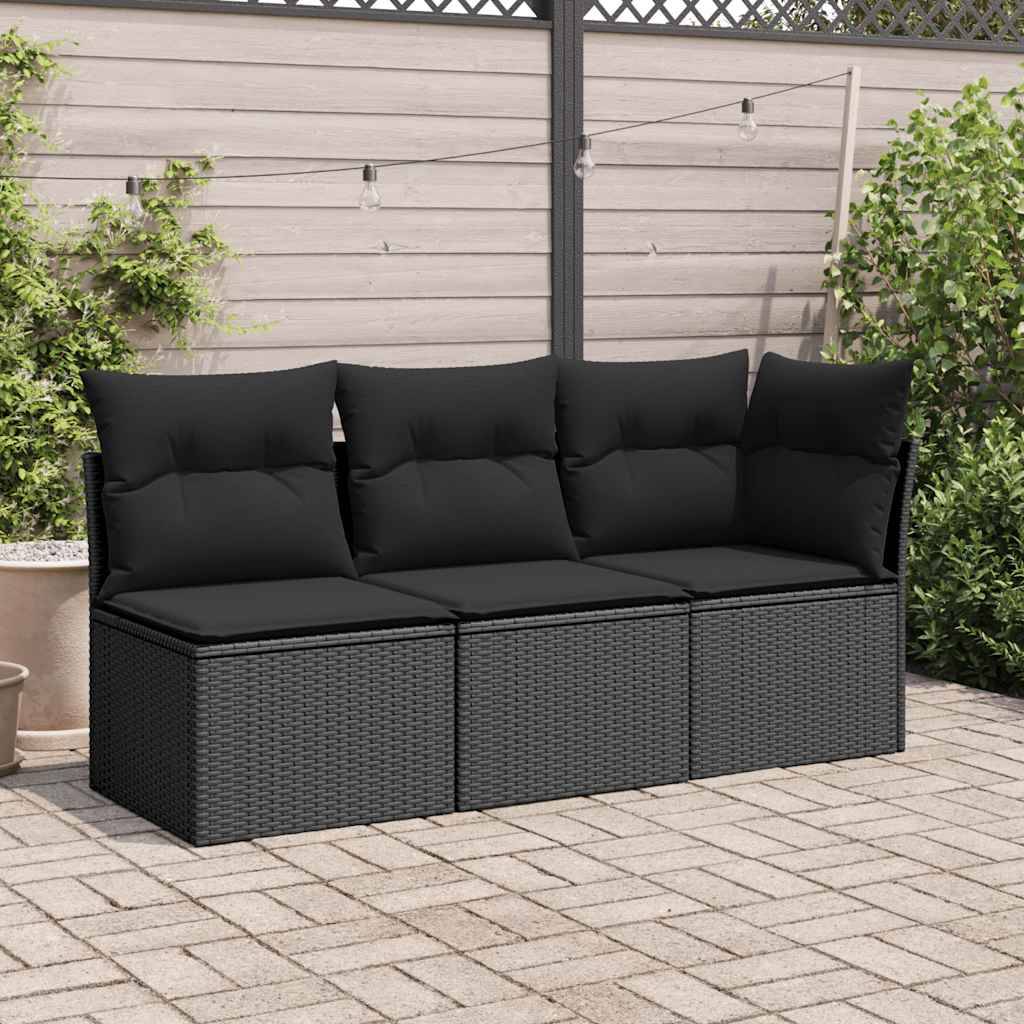 Canapé Extérieur 3 Places Poly Rotin avec Espaces de Rangement et Sacs Étanches – Noir – ComfortXL Outdoor Living - Image 3