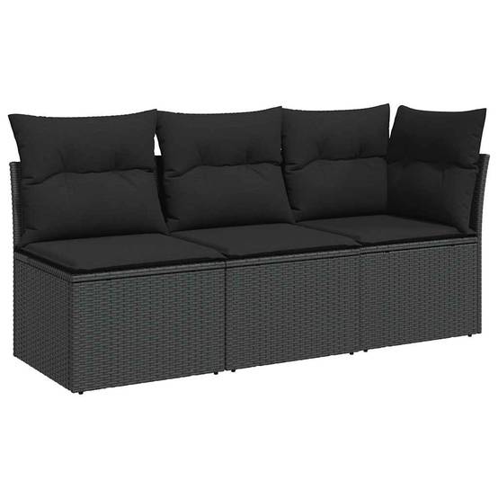 Canapé Extérieur 3 Places Poly Rotin avec Espaces de Rangement et Sacs Étanches – Noir – ComfortXL Outdoor Living - Image 2