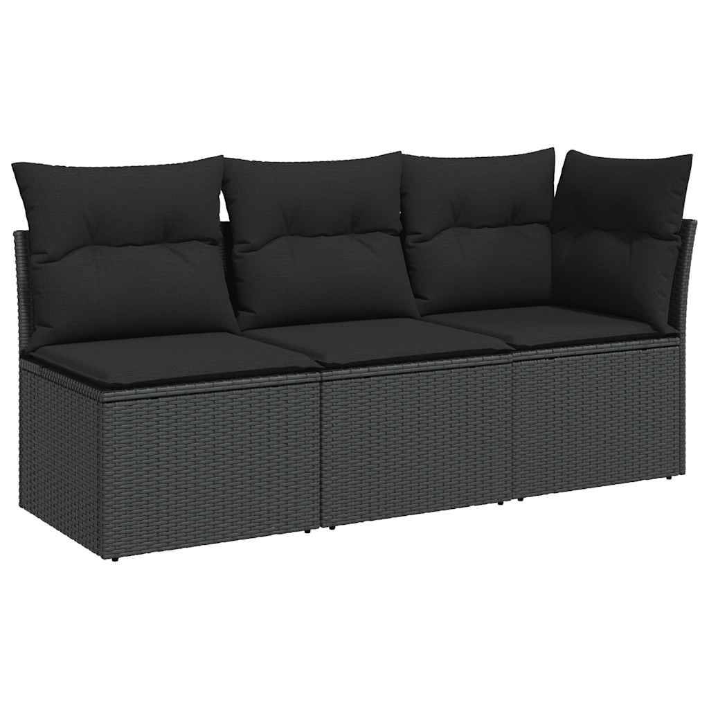 Canapé Extérieur 3 Places Poly Rotin avec Espaces de Rangement et Sacs Étanches – Noir – ComfortXL Outdoor Living - Image 2