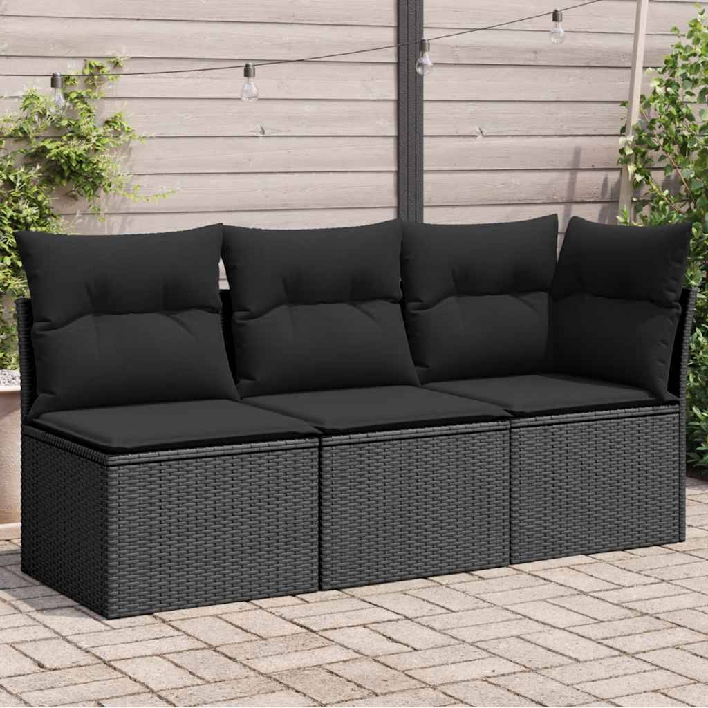 Canapé Extérieur 3 Places Poly Rotin avec Espaces de Rangement et Sacs Étanches – Noir – ComfortXL Outdoor Living - Image 1