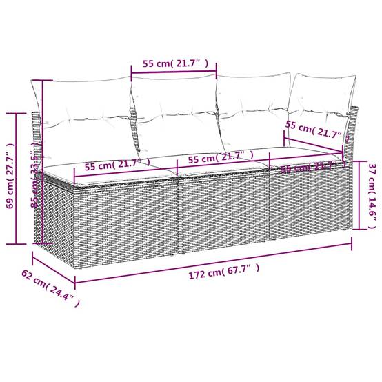 Canapé Extérieur 3 Places Poly Rotin avec Espaces de Rangement et Sacs Étanches – Noir – ComfortXL Outdoor Living - Image 6