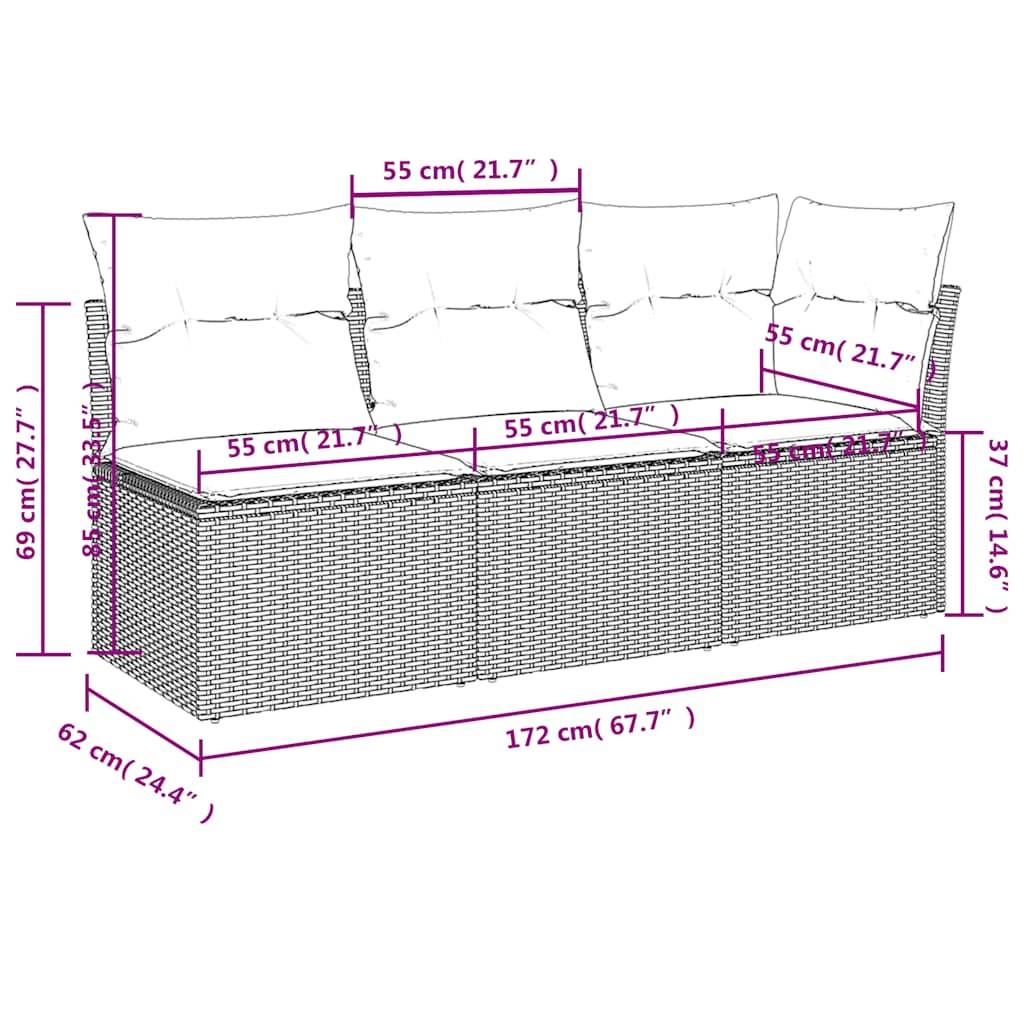Canapé Extérieur 3 Places Poly Rotin avec Espaces de Rangement et Sacs Étanches – Noir – ComfortXL Outdoor Living - Image 6