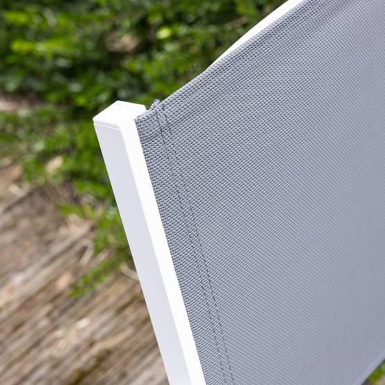 Happy Garden - Salon de jardin LAMPEDUSA extensible en textilène gris 8 places - aluminium blanc - HAPPY GARDEN - Imagen 7