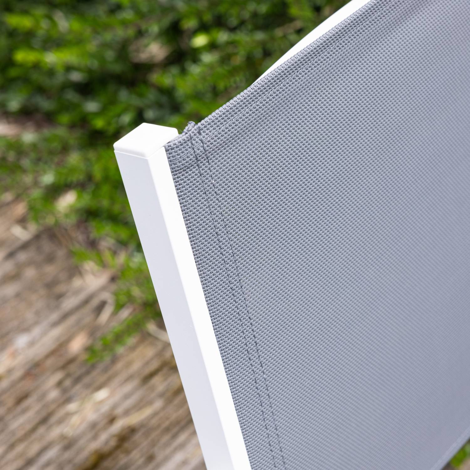Happy Garden - Salon de jardin LAMPEDUSA extensible en textilène gris 8 places - aluminium blanc - HAPPY GARDEN - Imagen 7