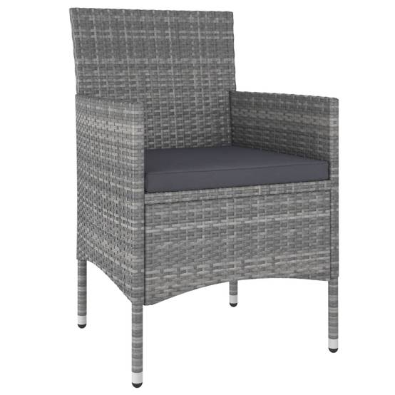 ComfortXL - Salon de Jardin 5P Rond Résine Tressée Table Bois avec Tabourets Gris – ComfortXL Outdoor Living - Image 3