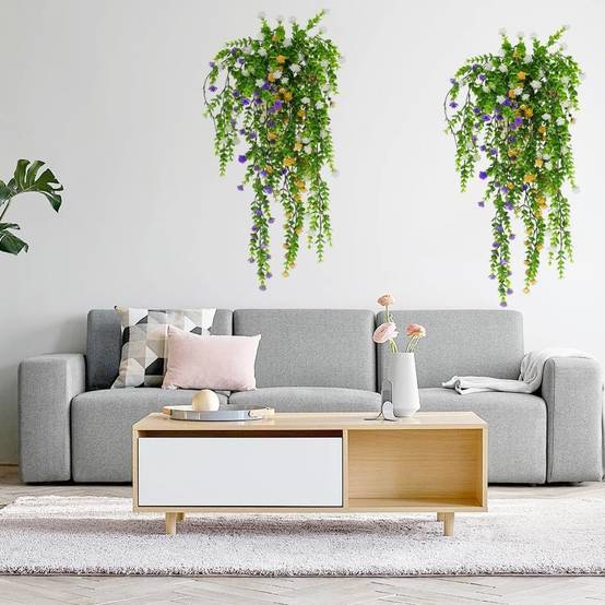 Lot De 3 Plantes Artificielles Suspendues Lierre - 100 Cm - Faux Lierre Luxuriant - Décoration Intérieur Extérieur Balcon Mur Végétal Sans Entretien