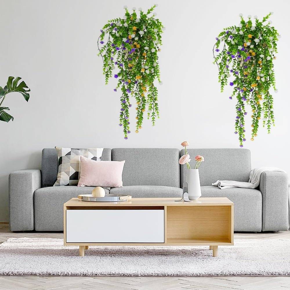 Lot De 3 Plantes Artificielles Suspendues Lierre - 100 Cm - Faux Lierre Luxuriant - Décoration Intérieur Extérieur Balcon Mur Végétal Sans Entretien