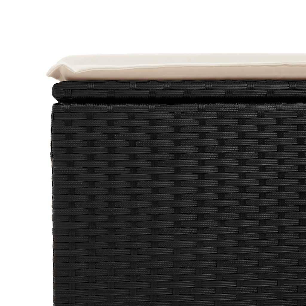 Salon de jardin 8 places noir avec pouf coffre résine tressée et table relevable bois – ComfortXL Outdoor Living - Image 4