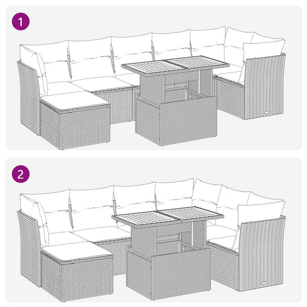 Salon de jardin 8 places noir avec pouf coffre résine tressée et table relevable bois – ComfortXL Outdoor Living - Image 7