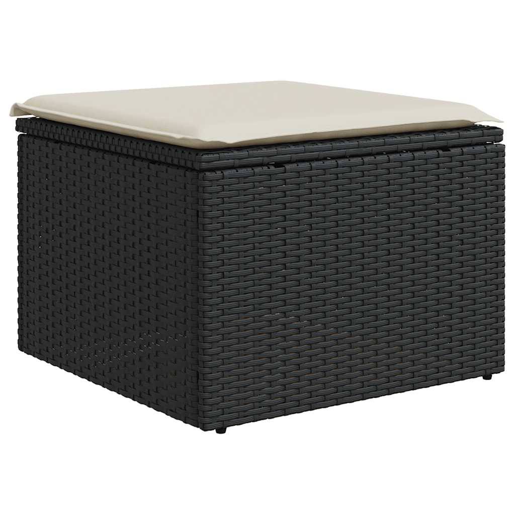 Salon de jardin 8 places noir avec pouf coffre résine tressée et table relevable bois – ComfortXL Outdoor Living - Image 6