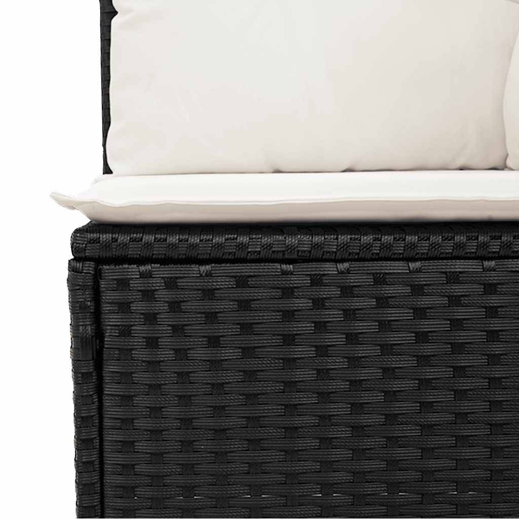 Salon de jardin 8 places noir avec pouf coffre résine tressée et table relevable bois – ComfortXL Outdoor Living - Image 3