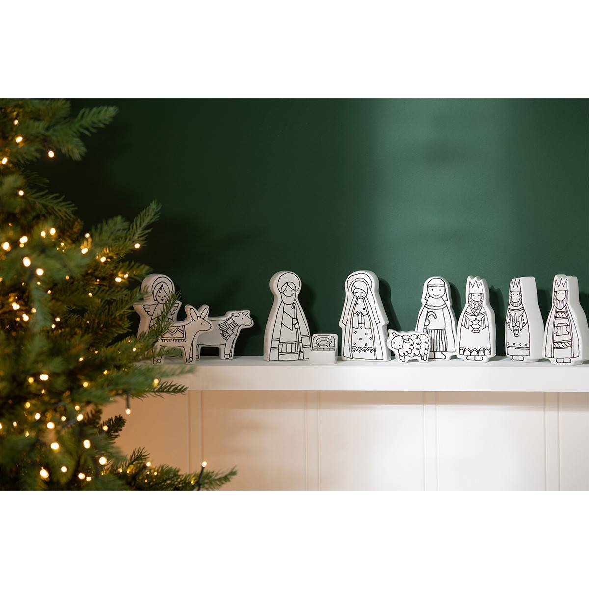 Crèche de Noël en Dolomite "11 Santons" 14cm Blanc - Image 2
