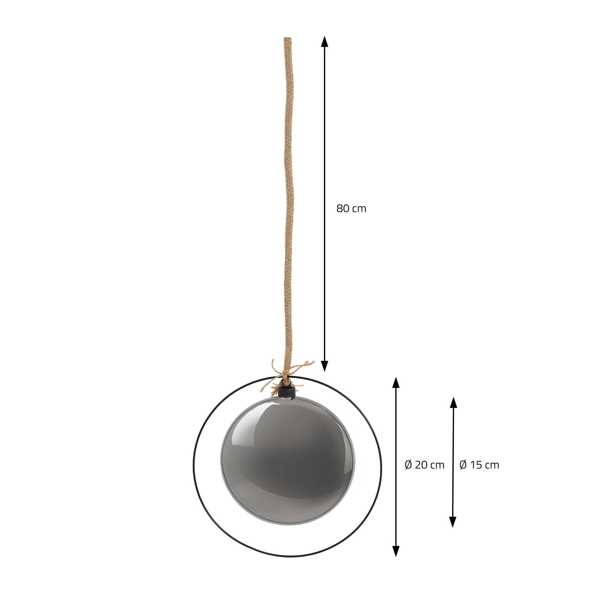 Ecd-Germany - Boule de Noël suspendue avec LED décoration de Noël en verre noir/gris Ø15 cm - Imagen 6