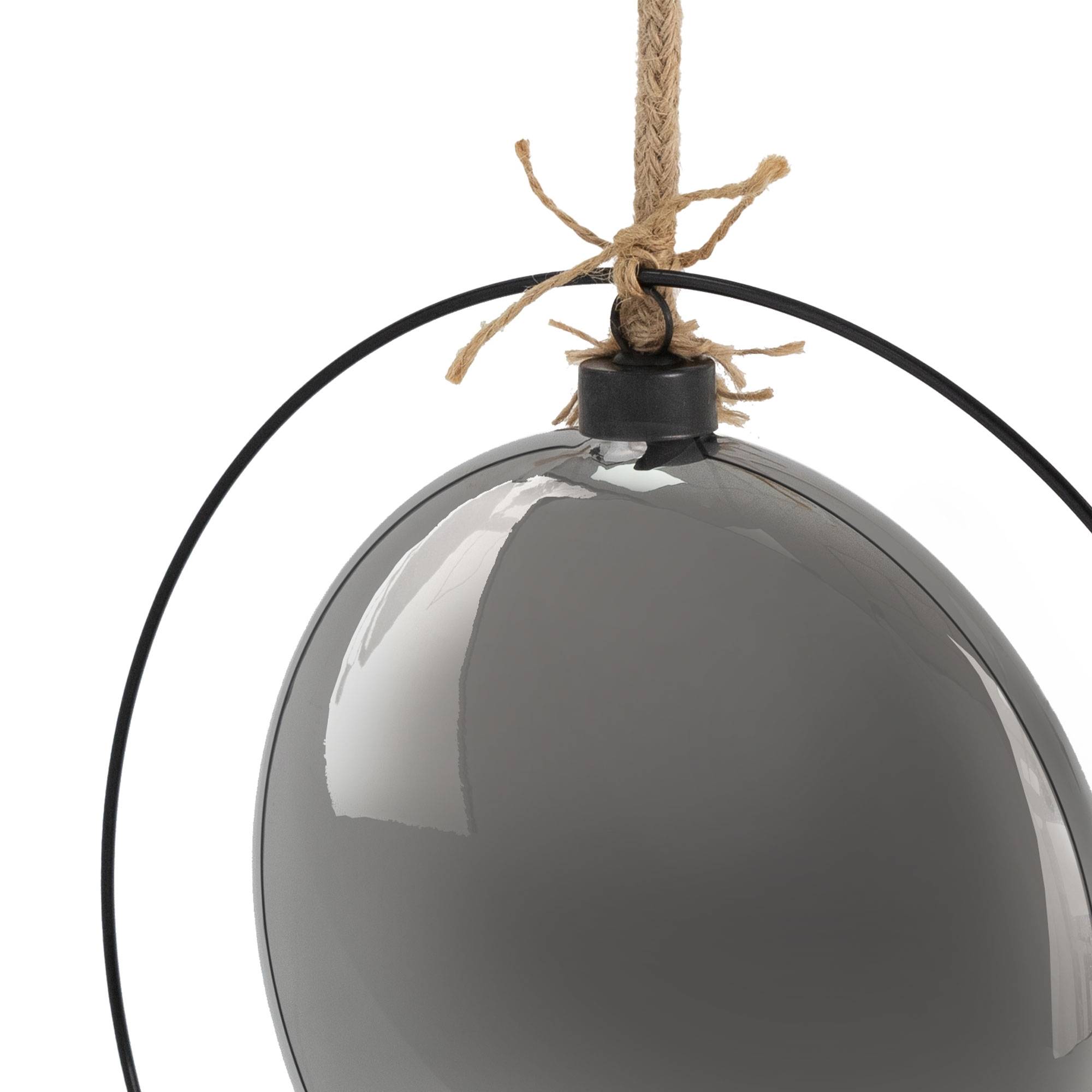 Ecd-Germany - Boule de Noël suspendue avec LED décoration de Noël en verre noir/gris Ø15 cm - Imagen 3