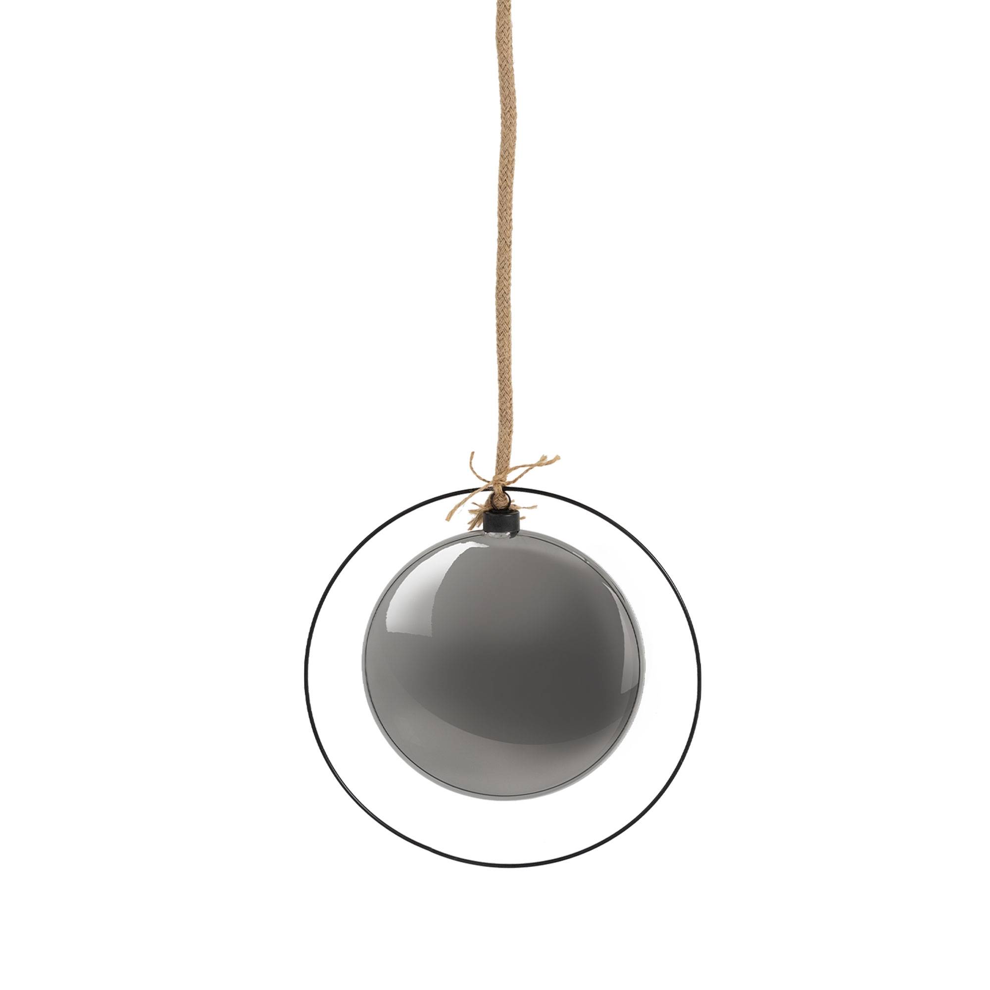 Ecd-Germany - Boule de Noël suspendue avec LED décoration de Noël en verre noir/gris Ø15 cm - Imagen 1