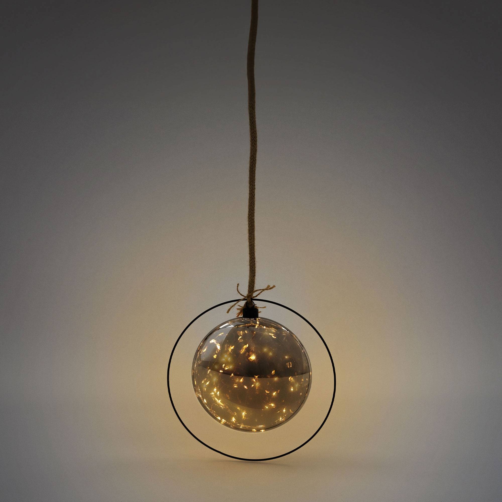 Ecd-Germany - Boule de Noël suspendue avec LED décoration de Noël en verre noir/gris Ø15 cm - Imagen 5