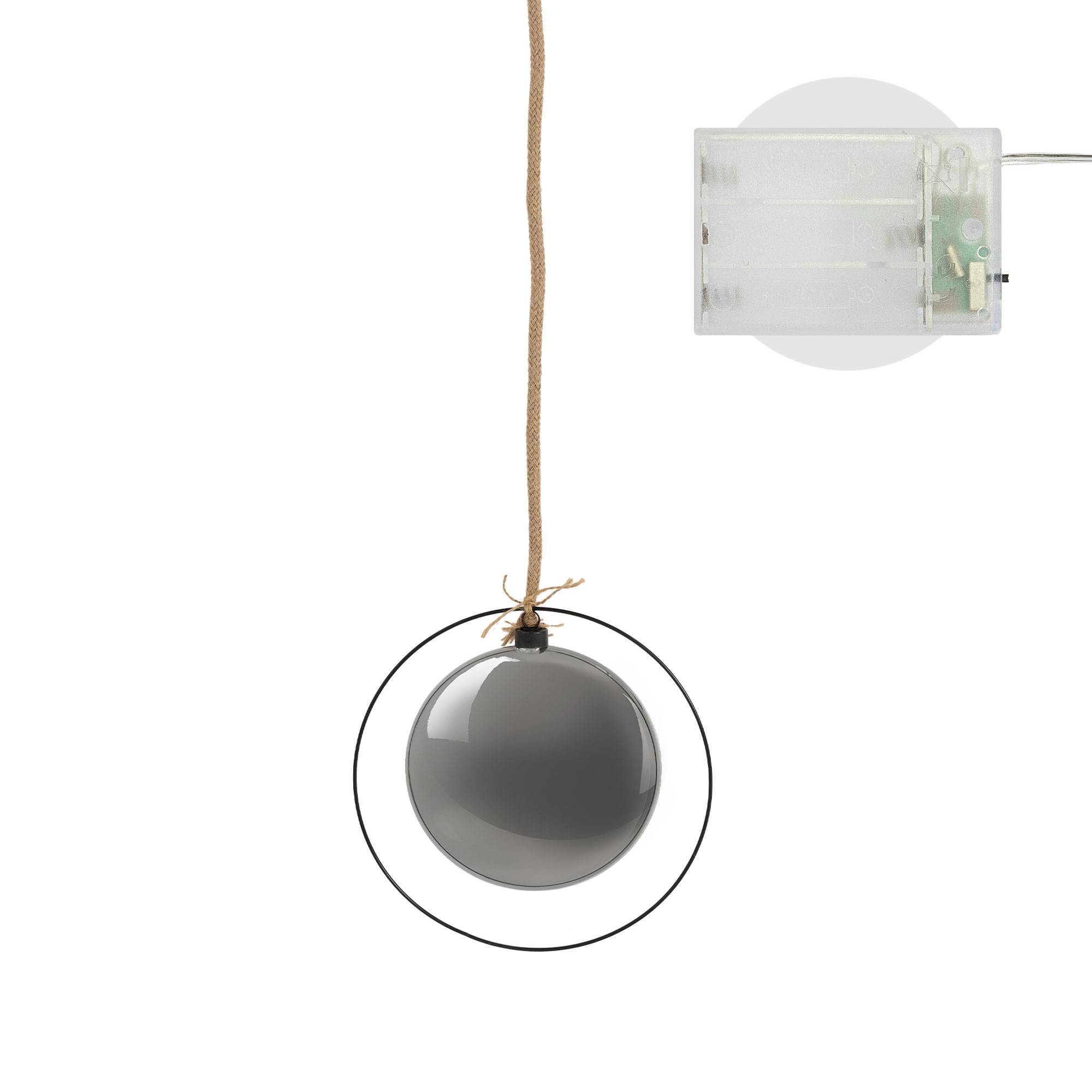 Ecd-Germany - Boule de Noël suspendue avec LED décoration de Noël en verre noir/gris Ø15 cm - Imagen 2