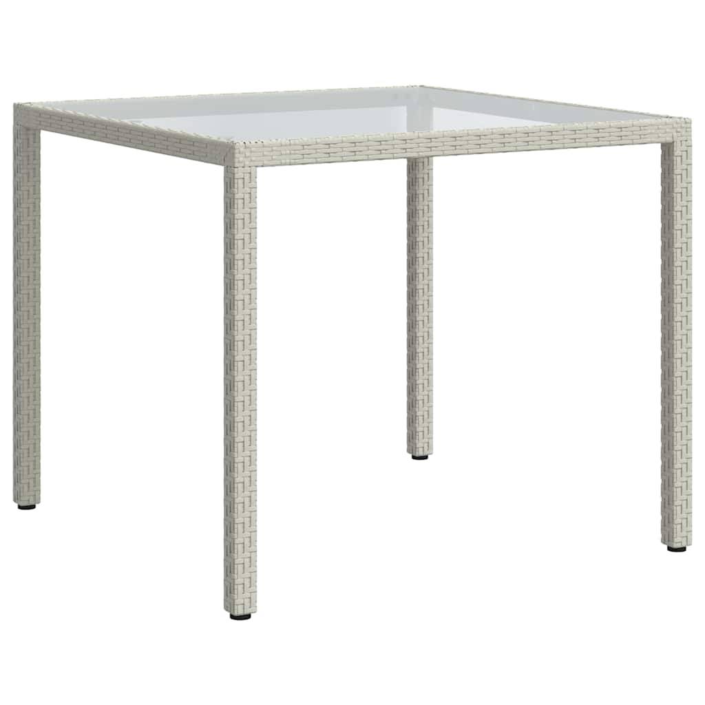 Table de jardin résine tressée blanc verre trempé 90 x 90 x 75 cm - PANGIVO - Image 5