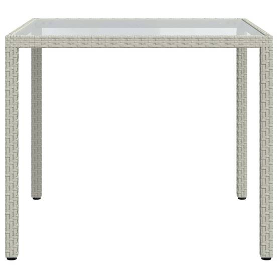 Table de jardin résine tressée blanc verre trempé 90 x 90 x 75 cm - PANGIVO - Image 4