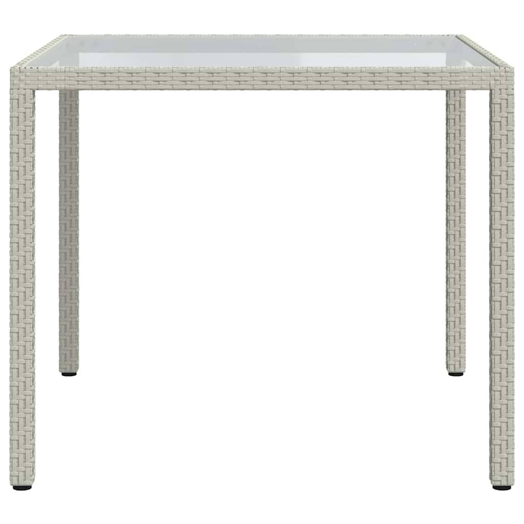 Table de jardin résine tressée blanc verre trempé 90 x 90 x 75 cm - PANGIVO - Image 4