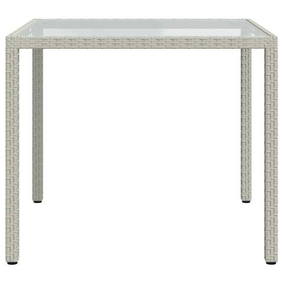 Table de jardin résine tressée blanc verre trempé 90 x 90 x 75 cm - PANGIVO - Image 3