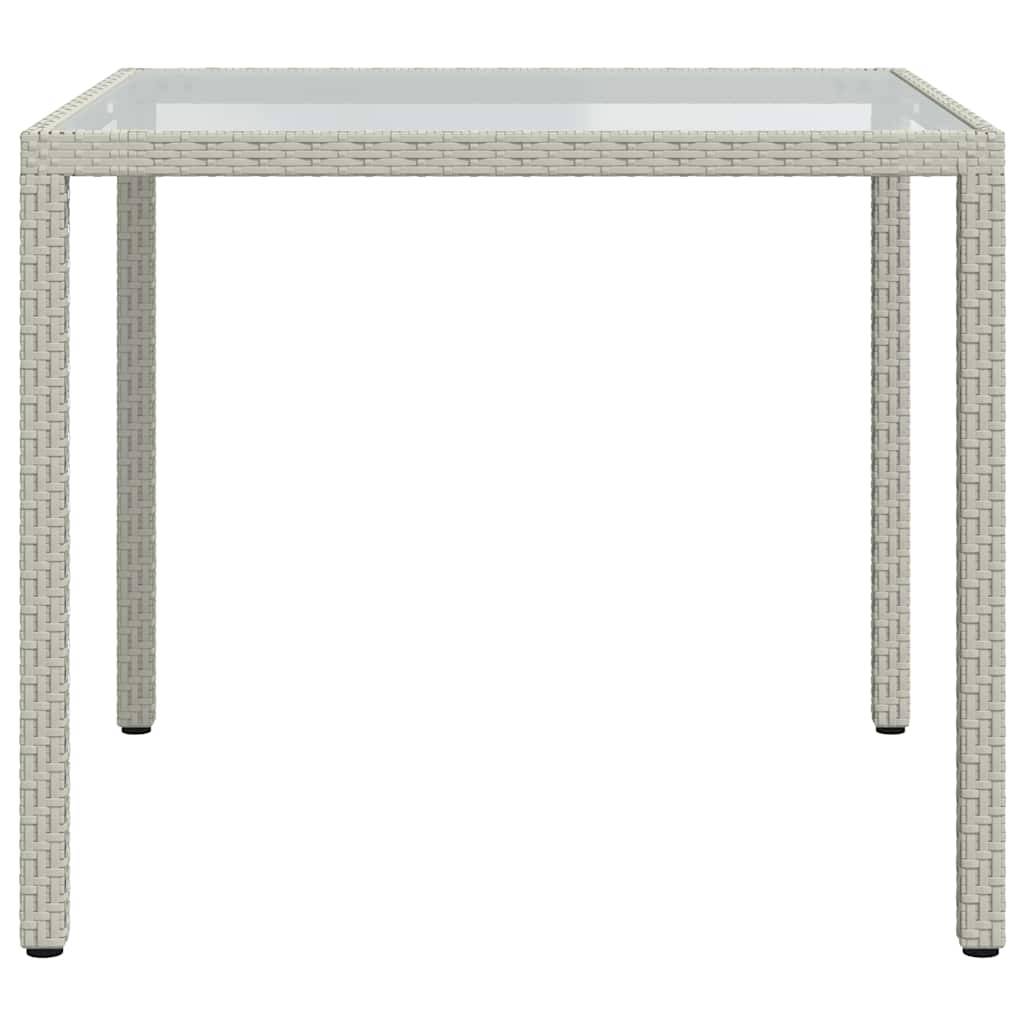 Table de jardin résine tressée blanc verre trempé 90 x 90 x 75 cm - PANGIVO - Image 3