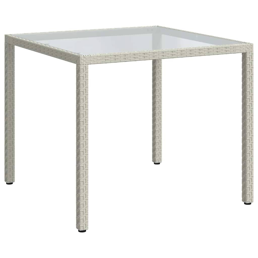 Table de jardin résine tressée blanc verre trempé 90 x 90 x 75 cm - PANGIVO - Image 2
