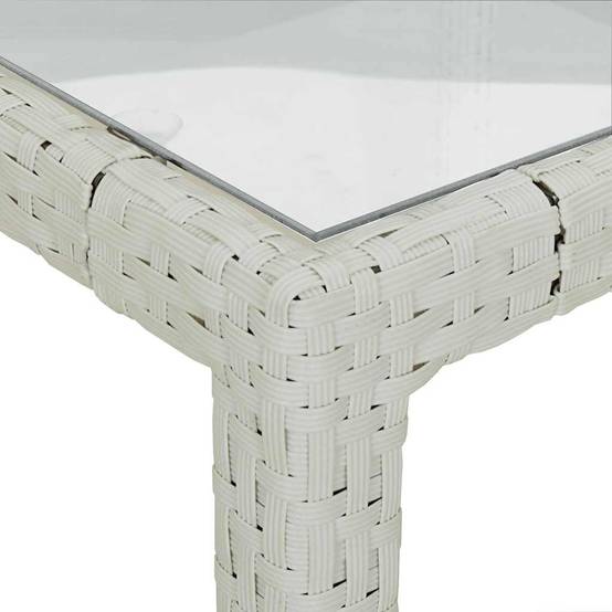Table de jardin résine tressée blanc verre trempé 90 x 90 x 75 cm - PANGIVO - Image 6