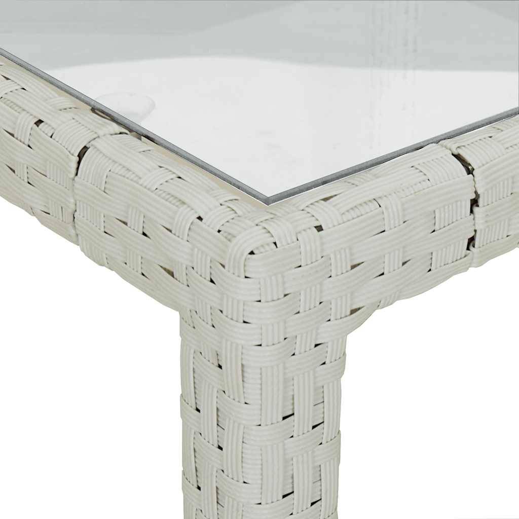Table de jardin résine tressée blanc verre trempé 90 x 90 x 75 cm - PANGIVO - Image 6