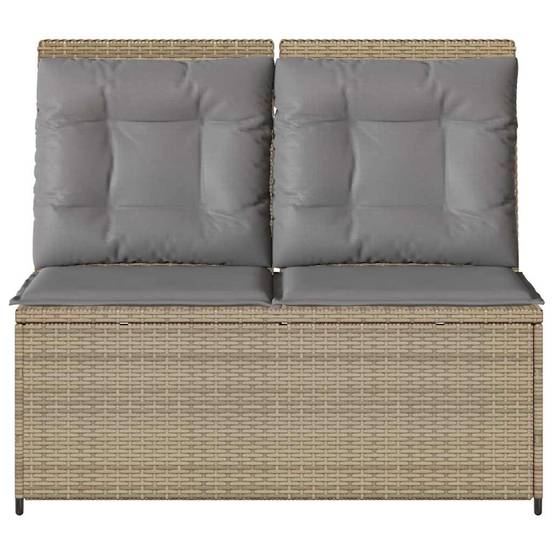 Banc inclinable de jardin | Banquette De Jardin | Banc Extérieur avec coussins beige résine tressée Maison Chic - Image 4
