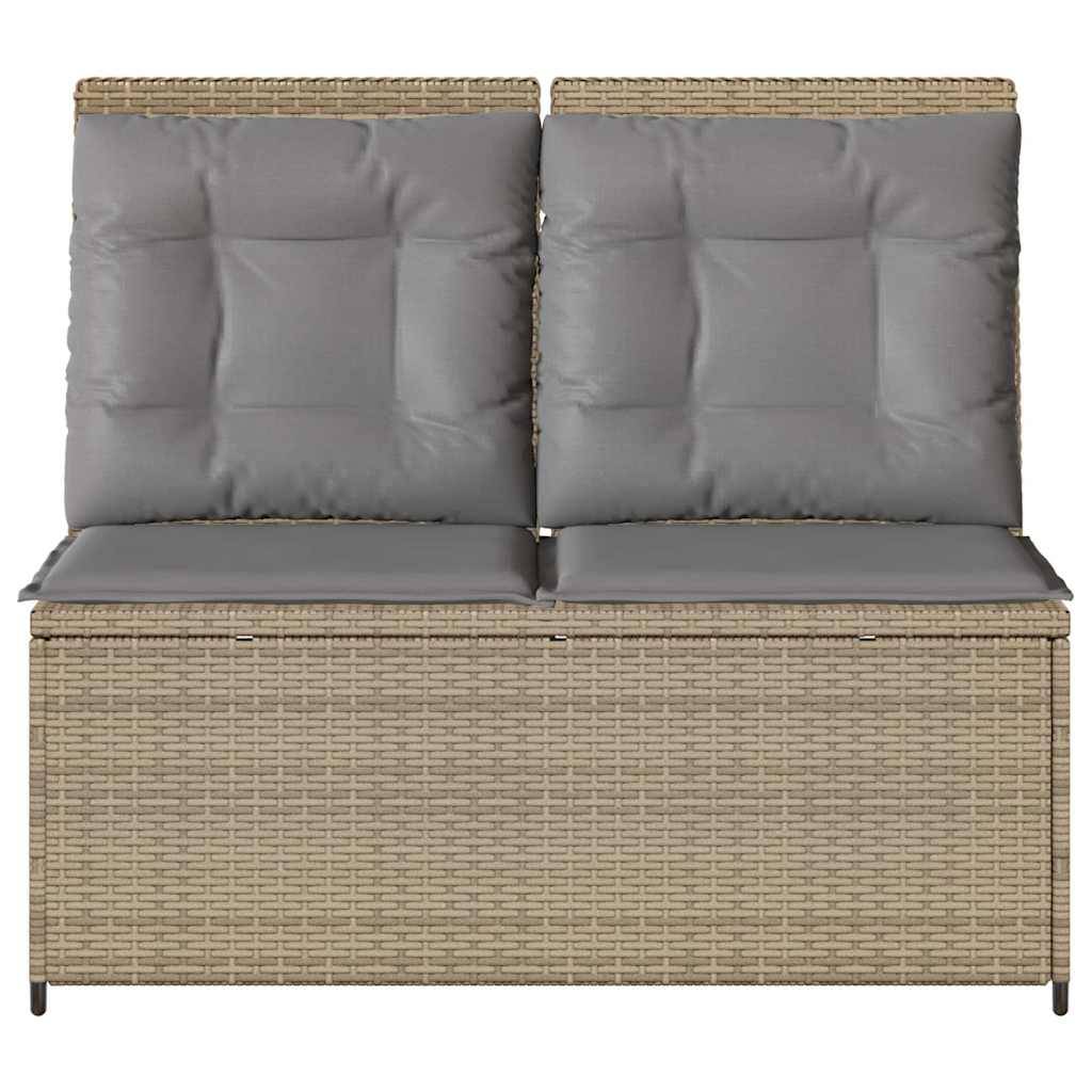 Banc inclinable de jardin | Banquette De Jardin | Banc Extérieur avec coussins beige résine tressée Maison Chic - Image 4