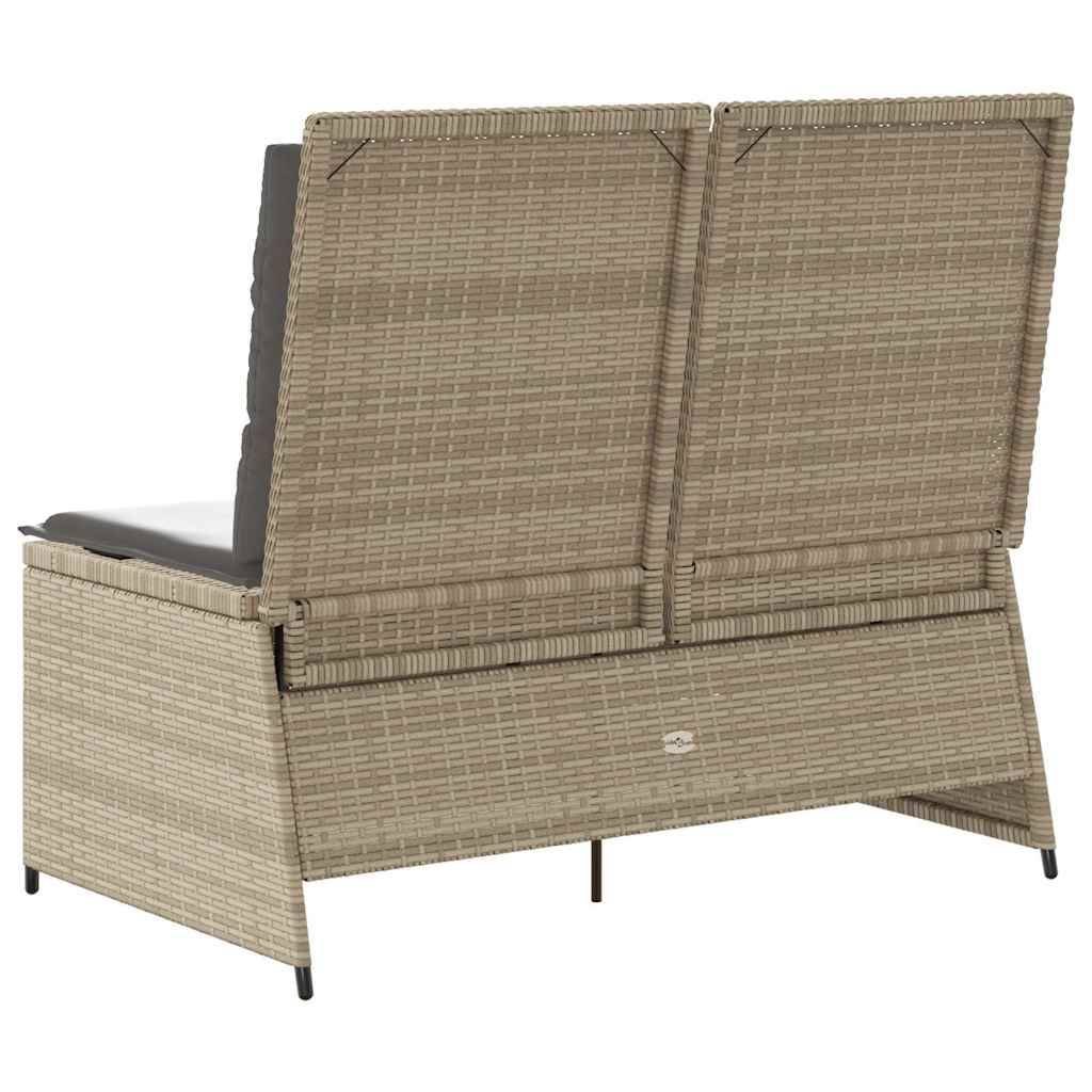 Banc inclinable de jardin | Banquette De Jardin | Banc Extérieur avec coussins beige résine tressée Maison Chic - Image 6