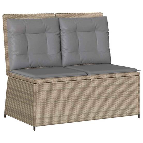 Banc inclinable de jardin | Banquette De Jardin | Banc Extérieur avec coussins beige résine tressée Maison Chic - Image 1