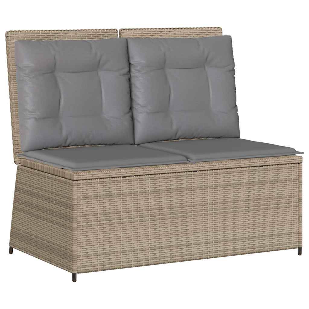 Banc inclinable de jardin | Banquette De Jardin | Banc Extérieur avec coussins beige résine tressée Maison Chic - Image 1