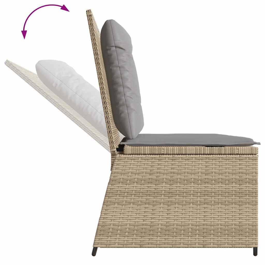 Banc inclinable de jardin | Banquette De Jardin | Banc Extérieur avec coussins beige résine tressée Maison Chic - Image 7
