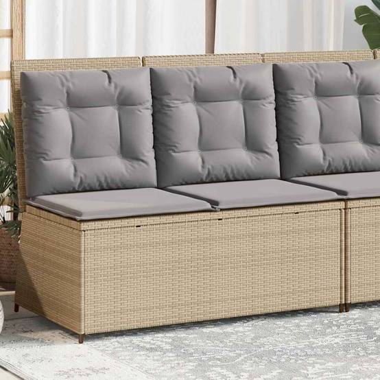 Banc inclinable de jardin | Banquette De Jardin | Banc Extérieur avec coussins beige résine tressée Maison Chic - Image 2