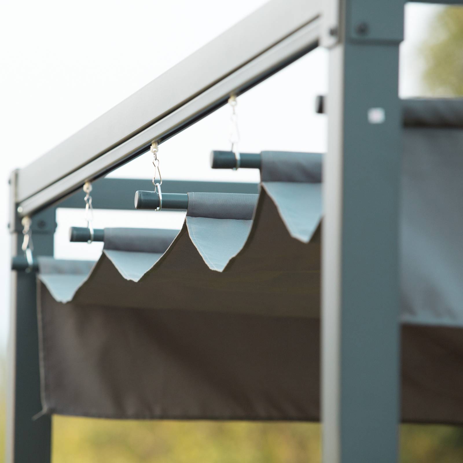 Outsunny - Pergola rétractable coulissante 3x2m structure métal époxy anticorrosion toile polyester 180g/m² gris - HOMCOM - Image 7