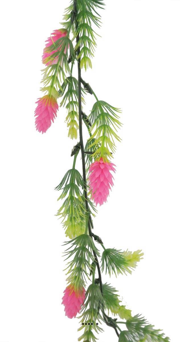 Artificielles - Guirlande de 30 pommes de pin artificielles Fushia plastique L 180 cm - couleur: Rose fushia 730 - Imagen 2