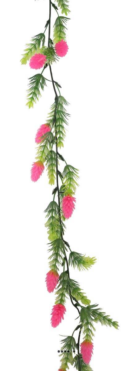 Artificielles - Guirlande de 30 pommes de pin artificielles Fushia plastique L 180 cm - couleur: Rose fushia 730 - Imagen 1