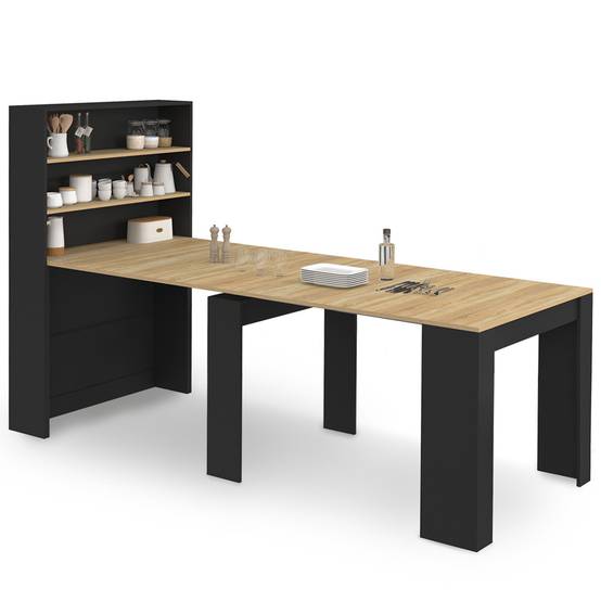 Table buffet haut extensible ORLANDO 8 personnes bois et noir 235 cm - Image 6