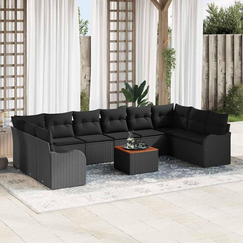 ComfortXL - Salon de Jardin Noir 10 Places en Polyrotin et Bois avec Coffres de Rangement Intégrés – ComfortXL Outdoor Living - Image 1