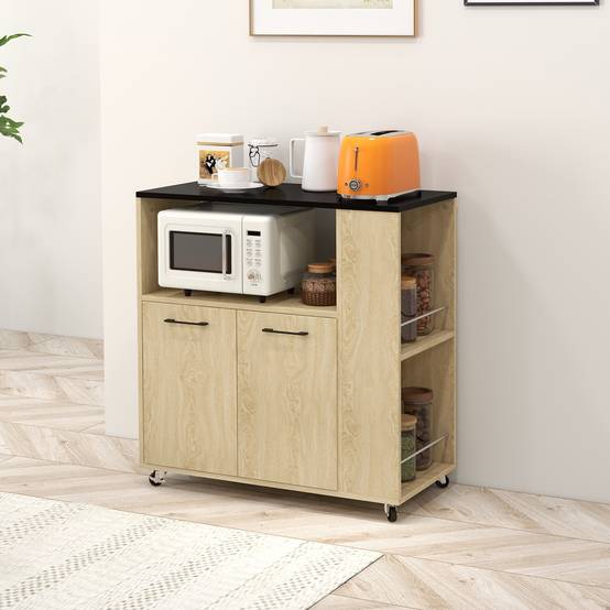 Desserte chariot cuisine multi rangements avec roulettes 75 x 40 x 80,5 cm - Image 3